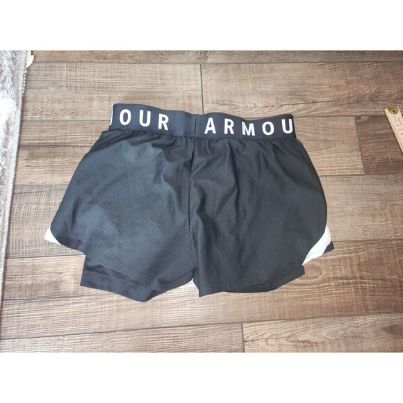 Under Armour Black Running Shorts With Cycling Shorts Attached Size Med - Picture 6 of 7
